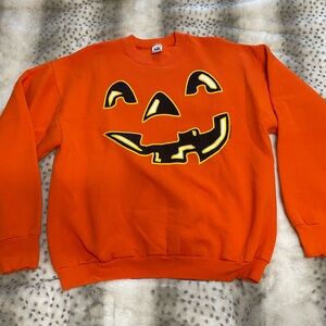 Vintage Halloween Pumpkin Face Sweatshirt XL